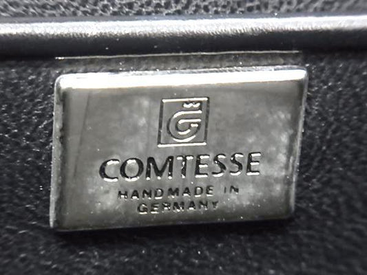COMTESSE コンテス ハンドバッグ FLAP OVER BAG ブラック ホースヘア レザー レディース シルバー金具 美品