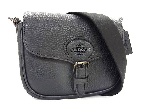 COACH コーチ ショルダーバッグ アメリア スモール サドル バッグ CP002 ブラック ソフト ペブル レザー レディース 超美品