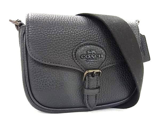 COACH コーチ ショルダーバッグ アメリア スモール サドル バッグ CP002 ブラック ソフト ペブル レザー レディース 超美品