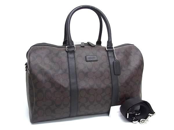 COACH コーチ バッグ 2WAY ボストンバッグ F93303 ブラウン シグネチャー キャンバス×レザー メンズ ショルダーバッグ 超美品