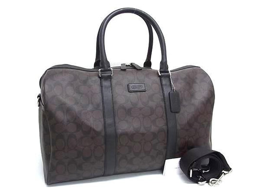COACH コーチ バッグ 2WAY ボストンバッグ F93303 ブラウン シグネチャー キャンバス×レザー メンズ ショルダーバッグ 超美品