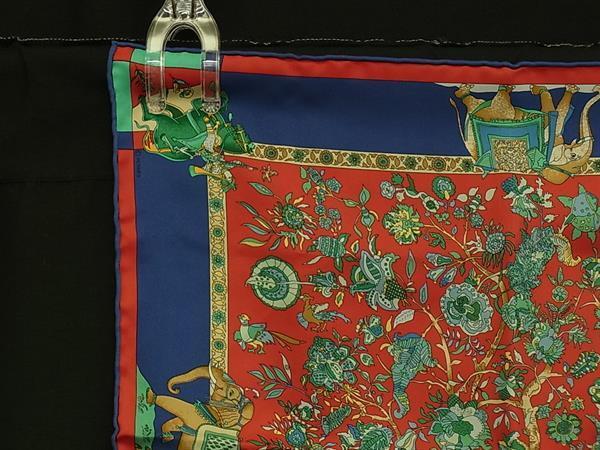 HERMES エルメス スカーフ プチカレ レッド系×マルチカラー シルク100% レディース 超美品
