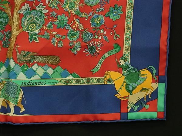 HERMES エルメス スカーフ プチカレ レッド系×マルチカラー シルク100% レディース 超美品