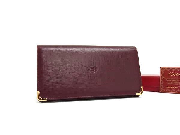 Cartier カルティエ 長財布 マスト ドゥ カルティエ ロングウォレット L3000168 ボルドー カーフレザー ユニセックス 二つ折り財布 ゴールド金具 新品未使用展示品