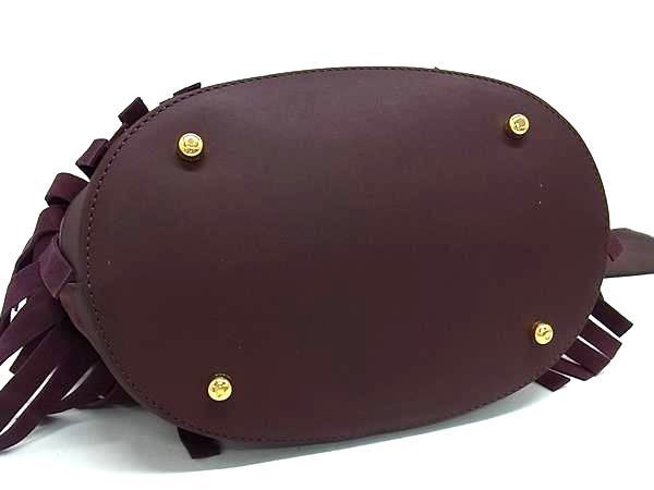 BURBERRY バーバリー ショルダーバッグ PRORSUM プローサム ボルドー スエード×レザー レディース フリンジ ポーチ付き 美品