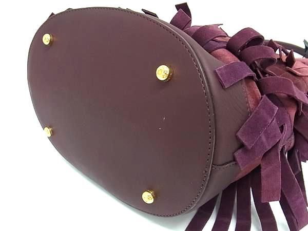 BURBERRY バーバリー ショルダーバッグ PRORSUM プローサム ボルドー スエード×レザー レディース フリンジ ポーチ付き 美品