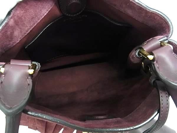 BURBERRY バーバリー ショルダーバッグ PRORSUM プローサム ボルドー スエード×レザー レディース フリンジ ポーチ付き 美品