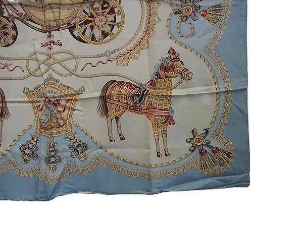 HERMES エルメス スカーフ カレ90 マルチカラー シルク100% レディース paperole 馬車と貴族 美品