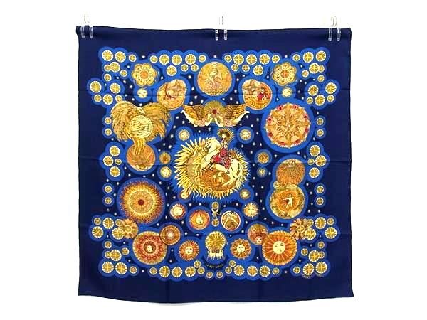 HERMES エルメス スカーフ カレ90 マルチカラー シルク100% レディース LE ROY SOLEIL 太陽王 美品