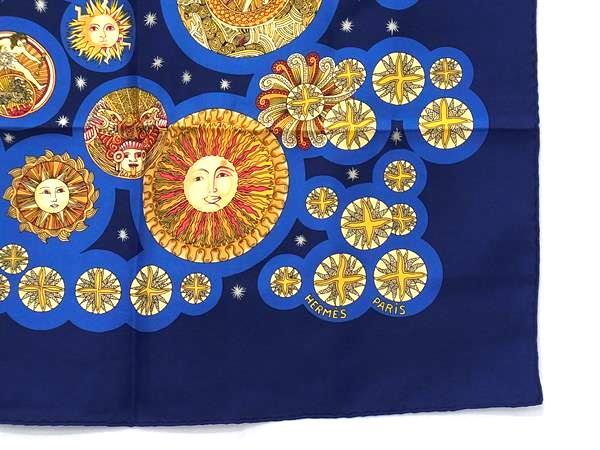 HERMES エルメス スカーフ カレ90 マルチカラー シルク100% レディース LE ROY SOLEIL 太陽王 美品