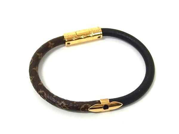 LOUIS VUITTON ルイヴィトン ブレスレット ブラスレ デイリー コンフィデンシャル M6431F ブラック ブラウン PVC レザー ユニセックス ゴールド金具 美品