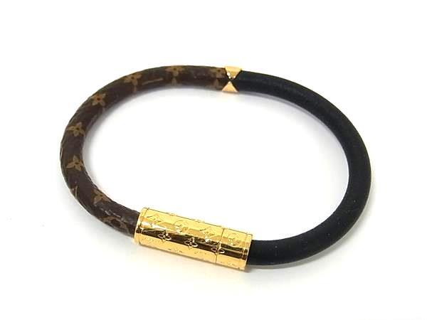 LOUIS VUITTON ルイヴィトン ブレスレット ブラスレ デイリー コンフィデンシャル M6431F ブラック ブラウン PVC レザー ユニセックス ゴールド金具 美品