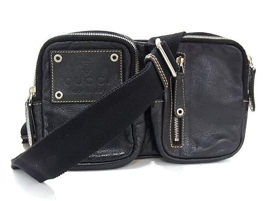 GUCCI グッチ ボディバッグ 201846 ブラック レザー ユニセックス 美品