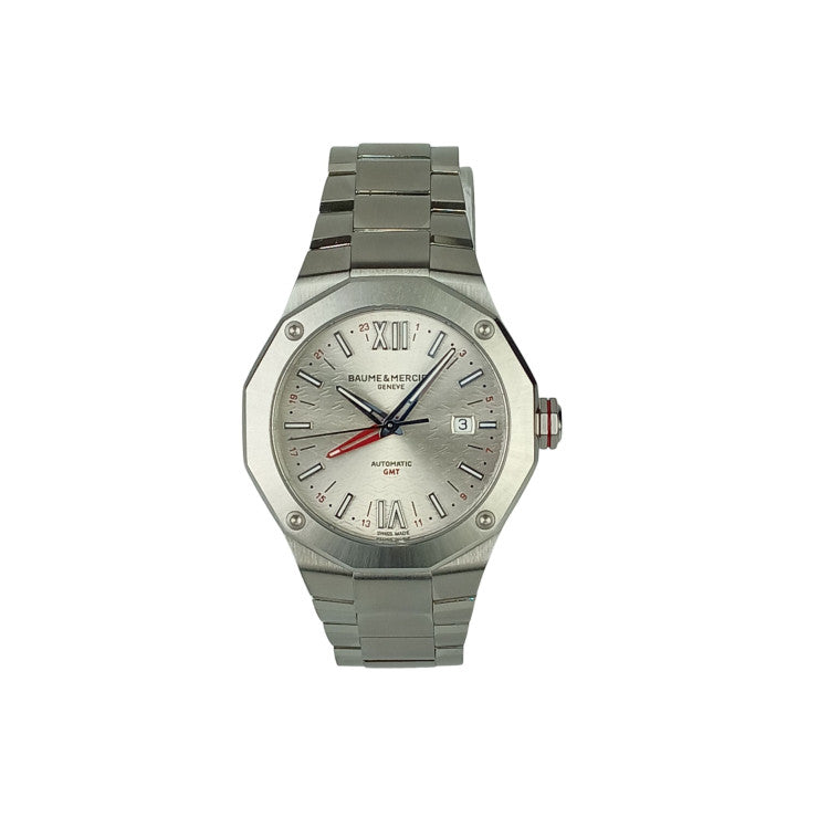 Baume & Mercier ボーム＆メルシェ 腕時計 リビエラ GMT M0A10658 シルバー文字盤 SS メンズ 42mm 超美品