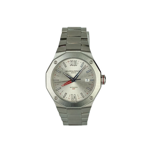 Baume & Mercier ボーム＆メルシェ 腕時計 リビエラ GMT M0A10658 シルバー文字盤 SS メンズ 42mm 超美品