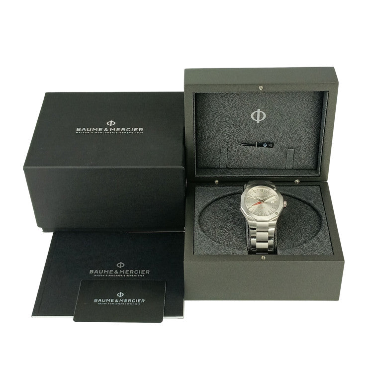 Baume & Mercier ボーム＆メルシェ 腕時計 リビエラ GMT M0A10658 シルバー文字盤 SS メンズ 42mm 超美品