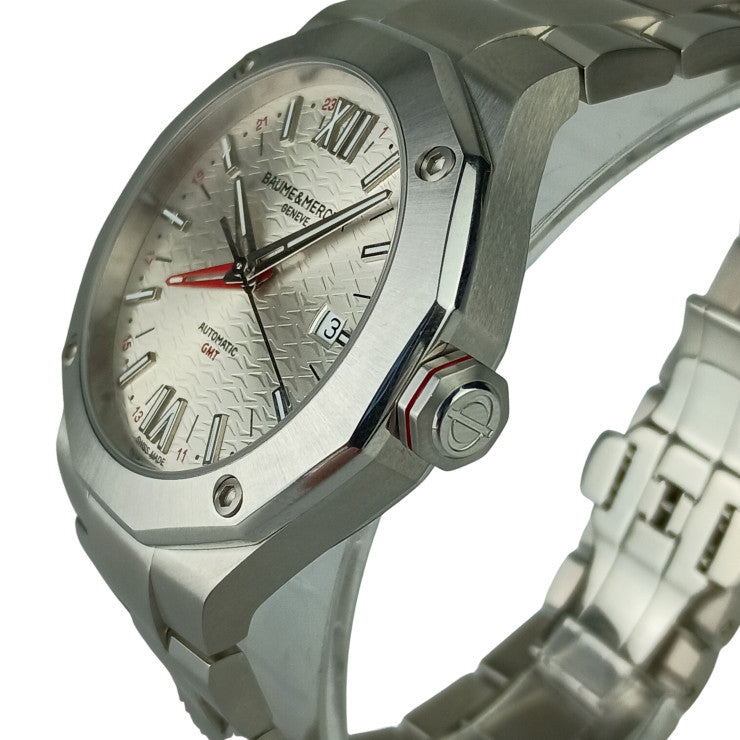 Baume & Mercier ボーム＆メルシェ 腕時計 リビエラ GMT M0A10658 シルバー文字盤 SS メンズ 42mm 超美品