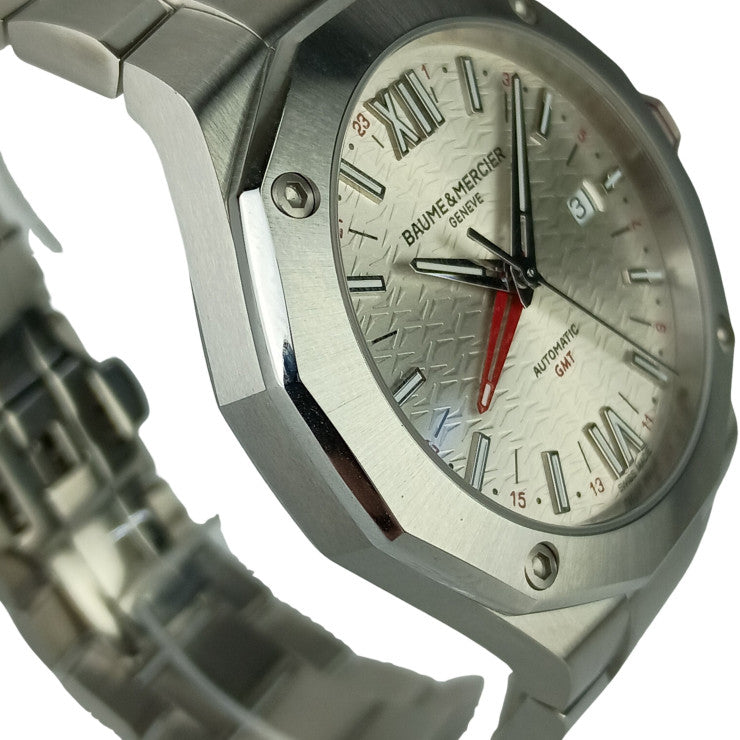 Baume & Mercier ボーム＆メルシェ 腕時計 リビエラ GMT M0A10658 シルバー文字盤 SS メンズ 42mm 超美品