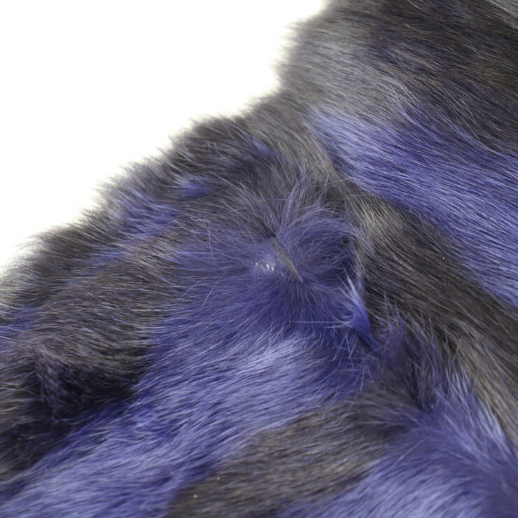 超美品 CELINE セリーヌ マフラー マフラー - ラビットファー シルク ブラック系 ブルー系 ポケット付き 襟巻 ストール ショール