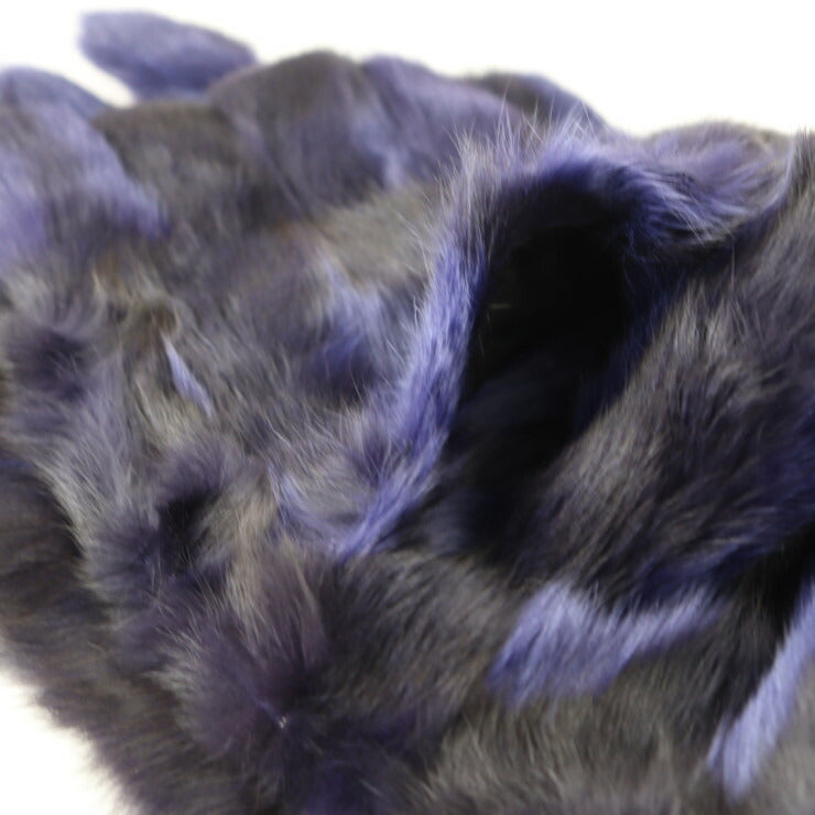 超美品 CELINE セリーヌ マフラー マフラー - ラビットファー シルク ブラック系 ブルー系 ポケット付き 襟巻 ストール ショール