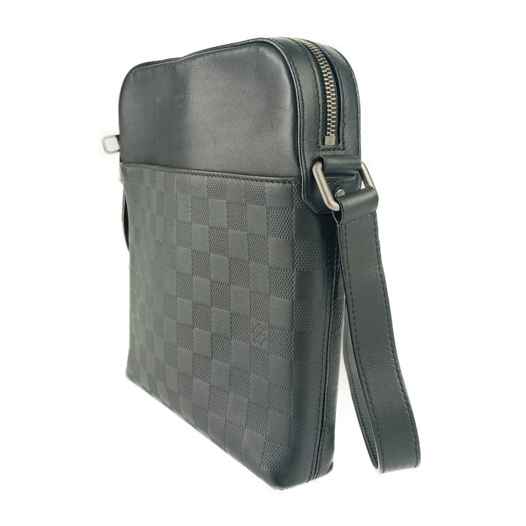 美品 LOUIS VUITTON ルイヴィトン ショルダーバッグ ポシェット ディストリクト N23355 オニキス シルバー金具 ダミエアンフィニレザー メンズ クロスボディバッグ