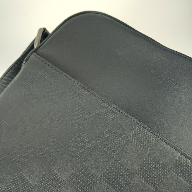 美品 LOUIS VUITTON ルイヴィトン ショルダーバッグ ポシェット ディストリクト N23355 オニキス シルバー金具 ダミエアンフィニレザー メンズ クロスボディバッグ