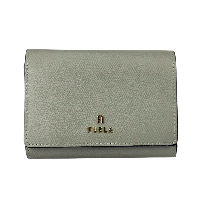 FURLA フルラ 二つ折り財布 カメリアM コンパクト ウォレット - グレー系 レザー レディース ゴールド金具