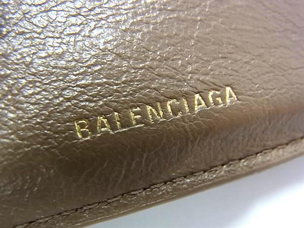 BALENCIAGA バレンシアガ 二つ折り財布 SIGNATURE SQUARE FOLDED COIN WALLET 594315 ブラウン系 PVC レザー メンズ ロゴ 美品