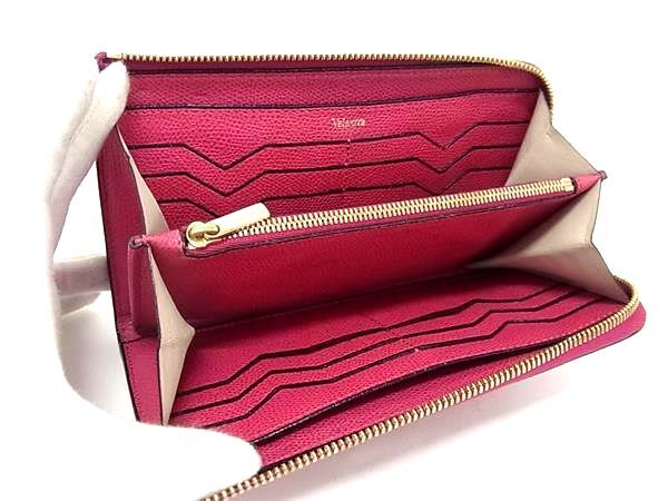 Valextra ヴァレクストラ 長財布 Lジップパース V9L24 パープルピンク系 レザー レディース L字ファスナー ゴールド金具 美品