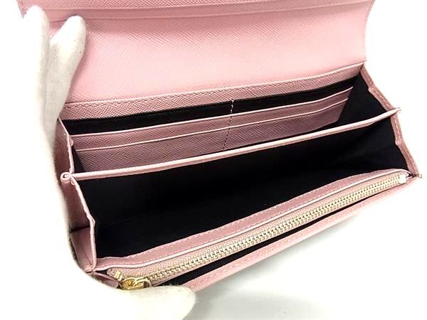 Paul Smith ポールスミス 二つ折り財布 クロスグレイン 長財布 PWD526 ブラック ピンク レザー レディース ゴールド金具 超美品