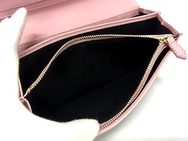 Paul Smith ポールスミス 二つ折り財布 クロスグレイン 長財布 PWD526 ブラック ピンク レザー レディース ゴールド金具 超美品