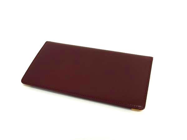 Cartier カルティエ 二つ折り財布 マストライン 長財布 L3000465 ボルドー系 レザー ユニセックス 札入れ ゴールド金具 美品