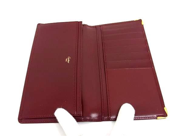 Cartier カルティエ 二つ折り財布 マストライン 長財布 L3000465 ボルドー系 レザー ユニセックス 札入れ ゴールド金具 美品