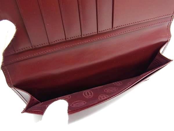 Cartier カルティエ 二つ折り財布 マストライン 長財布 L3000465 ボルドー系 レザー ユニセックス 札入れ ゴールド金具 美品