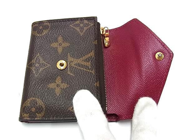 LOUIS VUITTON ルイヴィトン 三つ折り財布 モノグラム ポルトフォイユ・ゾエ M62932 ブラウン フューシャ PVC レザー レディース ゴールド金具