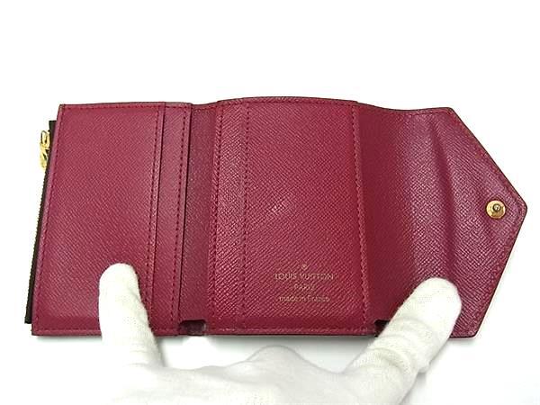 LOUIS VUITTON ルイヴィトン 三つ折り財布 モノグラム ポルトフォイユ・ゾエ M62932 ブラウン フューシャ PVC レザー レディース ゴールド金具