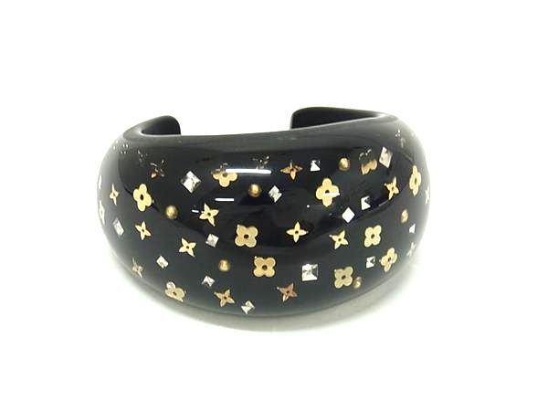 LOUIS VUITTON ルイヴィトン ブレスレット アンクルージョン アールデコ バングル M65283 ブラック系 レジン レディース モノグラム