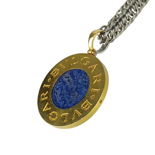 BVLGARI ブルガリ ネックレス ブルガリブルガリ イエロー シルバー ネイビー ブラック K18 ステンレス ラピスラズリ オニキス ユニセックス ペンダント
