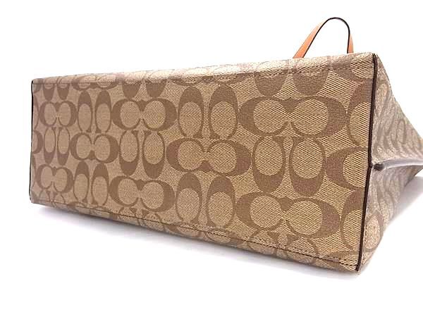 COACH コーチ トートバッグ シグネチャー 1665 ブラウン オレンジ PVC レザー レディース 美品