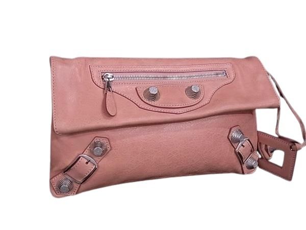 BALENCIAGA バレンシアガ クラッチバッグ ジャイアント エンベロープ 186182 ピンク レザー レディース シルバー金具 美品