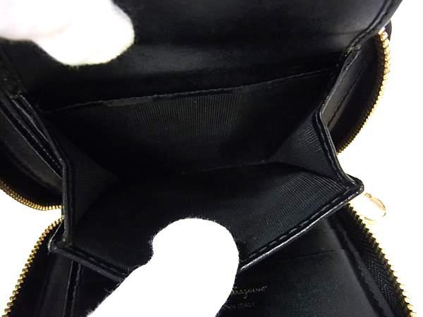 Salvatore Ferragamo フェラガモ 財布 ガンチーニ 22 D290 ブラック レザー ユニセックス ラウンドファスナー 二つ折り 財布