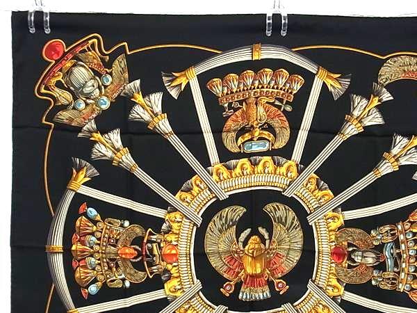 HERMES エルメス スカーフ カレ90 ブラック マルチカラー シルク100% レディース CATY 古代エジプト 美品