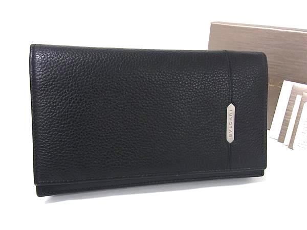 BVLGARI ブルガリ 財布 オクト 284708 ブラック レザー メンズ 二つ折り 長財布 美品
