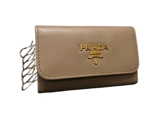 PRADA プラダ キーケース 1PG222 ブラウン サフィアーノレザー ユニセックス 6連 ゴールド金具 美品