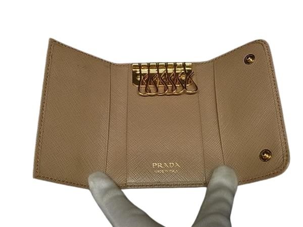 PRADA プラダ キーケース 1PG222 ブラウン サフィアーノレザー ユニセックス 6連 ゴールド金具 美品