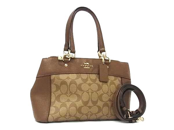 COACH コーチ ハンドバッグ シグネチャー F26139 ブラウン PVC レザー レディース 2WAY