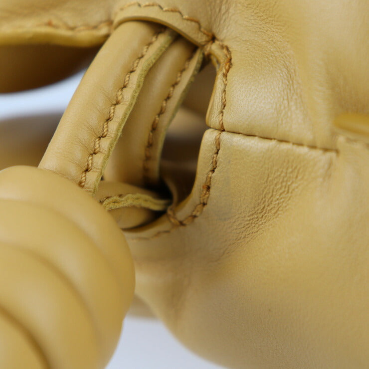 超美品 LOEWE ロエベ フラメンコ クラッチ パファー ショルダーバッグ A411FC1X67 カーフスキン レザー キャメル系 ゴールド金具 ミディアム 2WAY