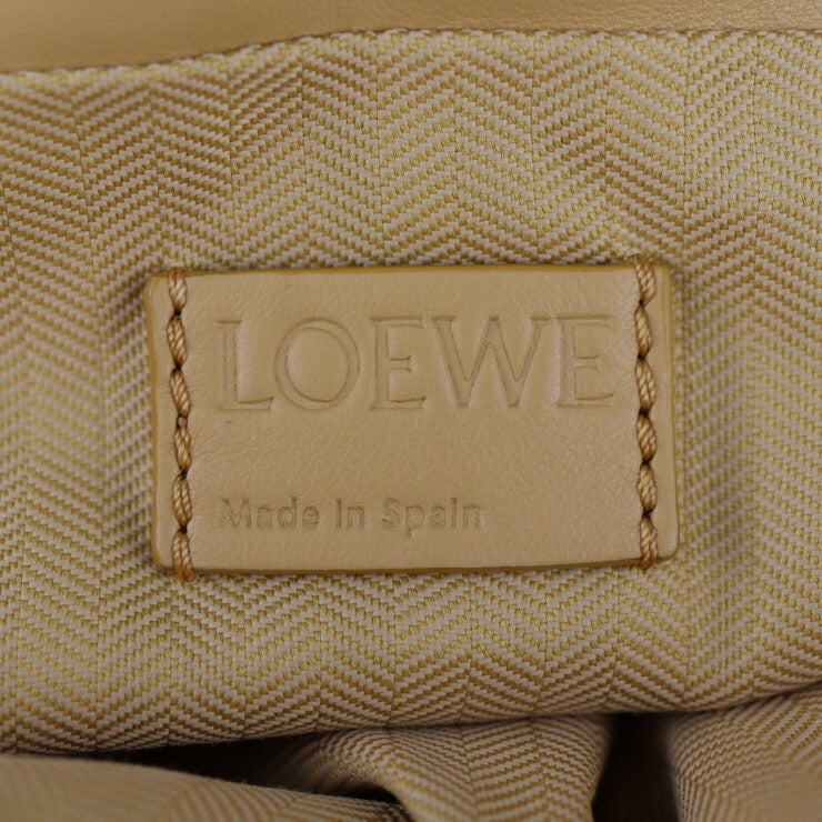超美品 LOEWE ロエベ フラメンコ クラッチ パファー ショルダーバッグ A411FC1X67 カーフスキン レザー キャメル系 ゴールド金具 ミディアム 2WAY