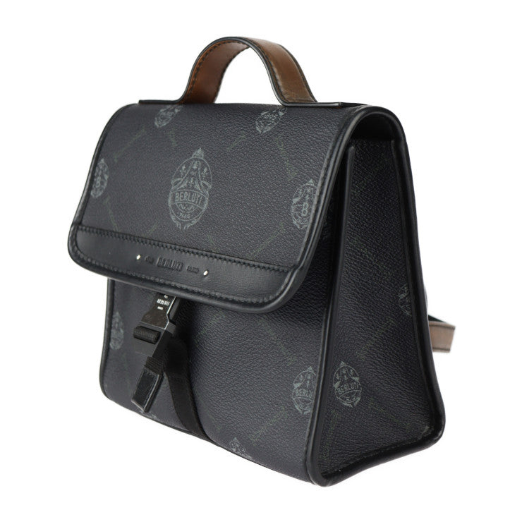 Berluti ベルルッティ リポーター スモール ショルダーバッグ - PVC レザー ブラック×グレー ブラウン シルバー金具 2WAY ハンドバッグ クロスボディバッグ