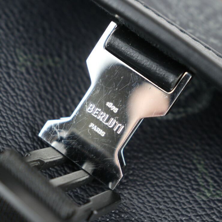 Berluti ベルルッティ リポーター スモール ショルダーバッグ - PVC レザー ブラック×グレー ブラウン シルバー金具 2WAY ハンドバッグ クロスボディバッグ